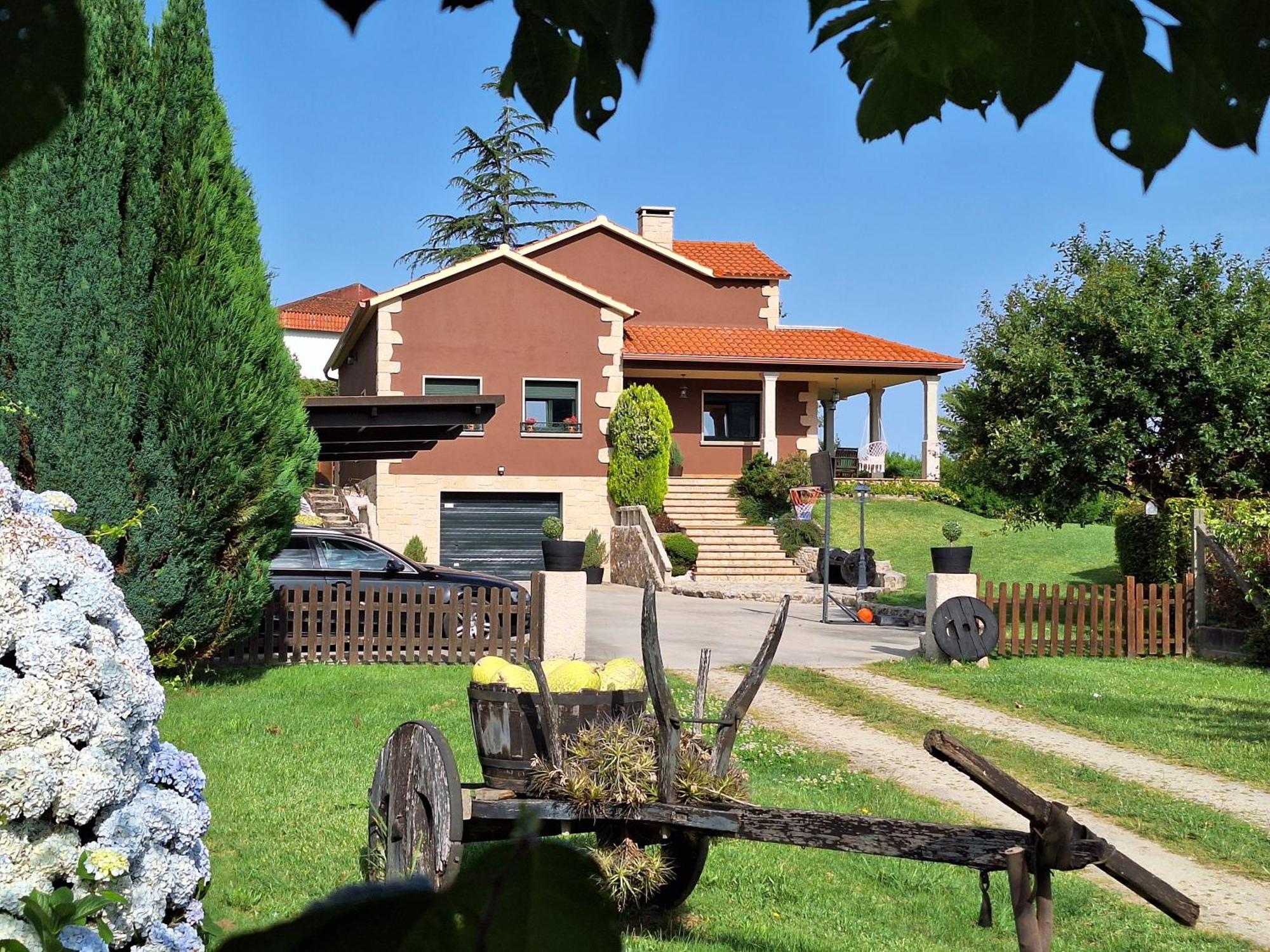 Chalet Rural 400 M Playa Piscina Barbacoa Chimenea Bueu Exterior foto